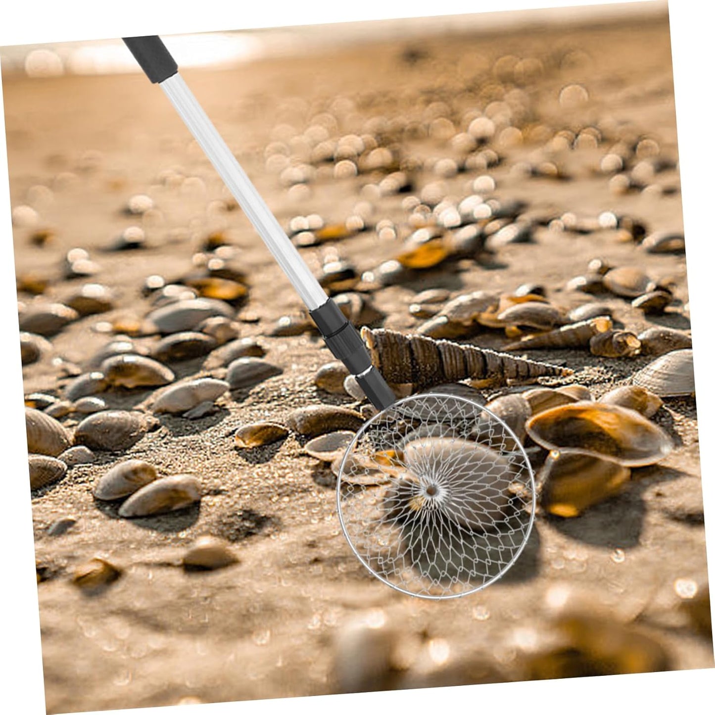 Beaupretty 2pcs Multifunction Retractable Beach Sand Sifter with Stainless Steel Shell Scoopers and Telescopic Aluminum Rods Lightweight and Portable Tools for Sand Sculpting and Shell