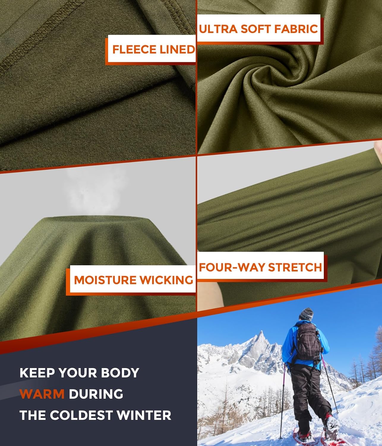 CL convallaria Thermal Underwear Long Johns Set Mens Winter Gift Hunting Gear Sport Base Layer Bottom Top - Colors A