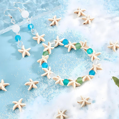 100pcs Blue and White Turquoise Cross Spacer Beads 8x10mm Semi Precious Stone Bead Easter Cross Gemstone Loose Beads for Jewelry Making Charms Beading Bracelets Necklaces Earrings Crafts