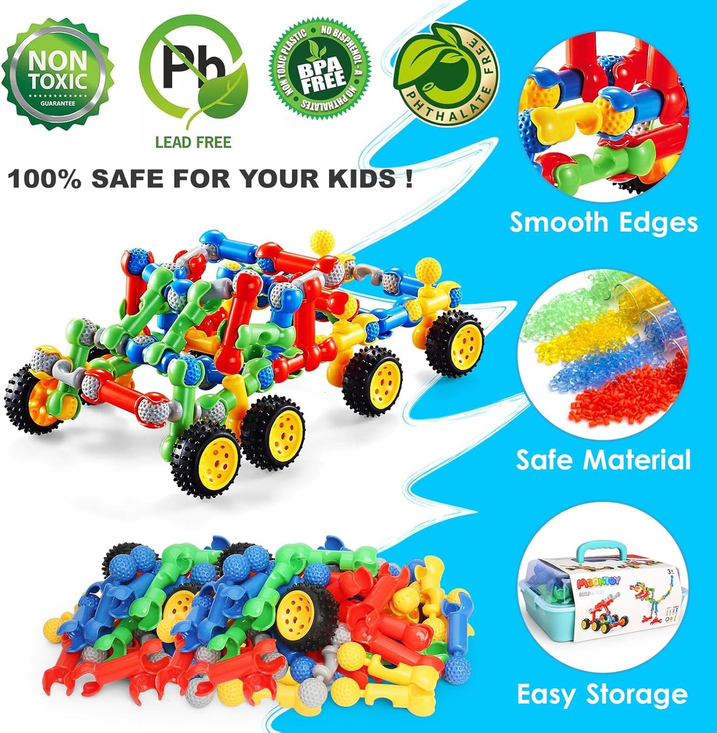MOONTOY 11 in 1 STEM Kits Building Toys for Kids Ages 4-8 5-7, Stem Toys for 4 5 6 7 8 Year Old Boy Birthday Gift, Educational Construction Set for Boys 4-6 6-8 5-8, Creative Learning Engineering Game