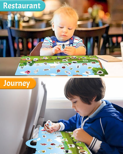 Benresive Reusable Sticker Books for Toddlers, Fun Travel Stickers for Kids, Toddler Sticker Book, Crafts Activities for Toddlers, 3 and Up Birthady Gifts - Vehicle