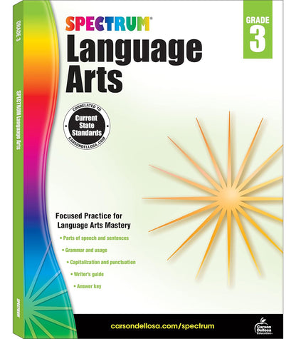 Spectrum Grade 3 Language Arts Workbook, English Grammar, Parts of Speech, Sentence Building Skills, Vocabulary, Punctuation, and More, ELA Classroom or Homeschool Curriculum (Volume 13)
