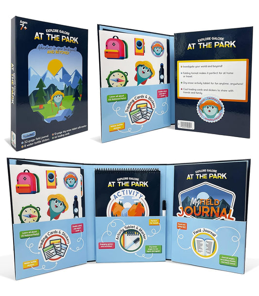 Carson Dellosa Explore Galore: Wipe Clean National Parks Book of Activities, Dry Erase Workbook With Puzzles, Bingo, Stickers, Flash Cards, Field Journal, and More, Ages 7 and Up
