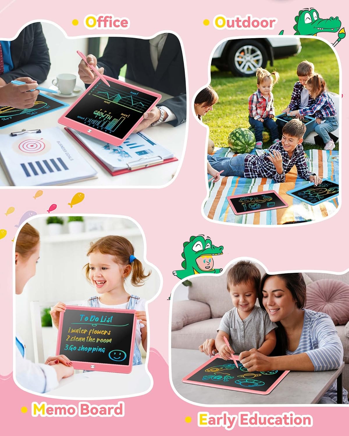 KOKODI 15 Inch LCD Writing Tablet with Anti-Lost Stylus, Erasable Doodle Board Colorful Toddler Drawing Pad, Car Travel School Games Toys for 3 4 5 6 7 8 Kids, Birthday Gift for Girls Boys Blue