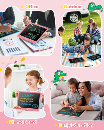 KOKODI 15 Inch LCD Writing Tablet with Anti-Lost Stylus, Erasable Doodle Board Colorful Toddler Drawing Pad, Car Travel School Games Toys for 3 4 5 6 7 8 Kids, Birthday Gift for Girls Boys Blue