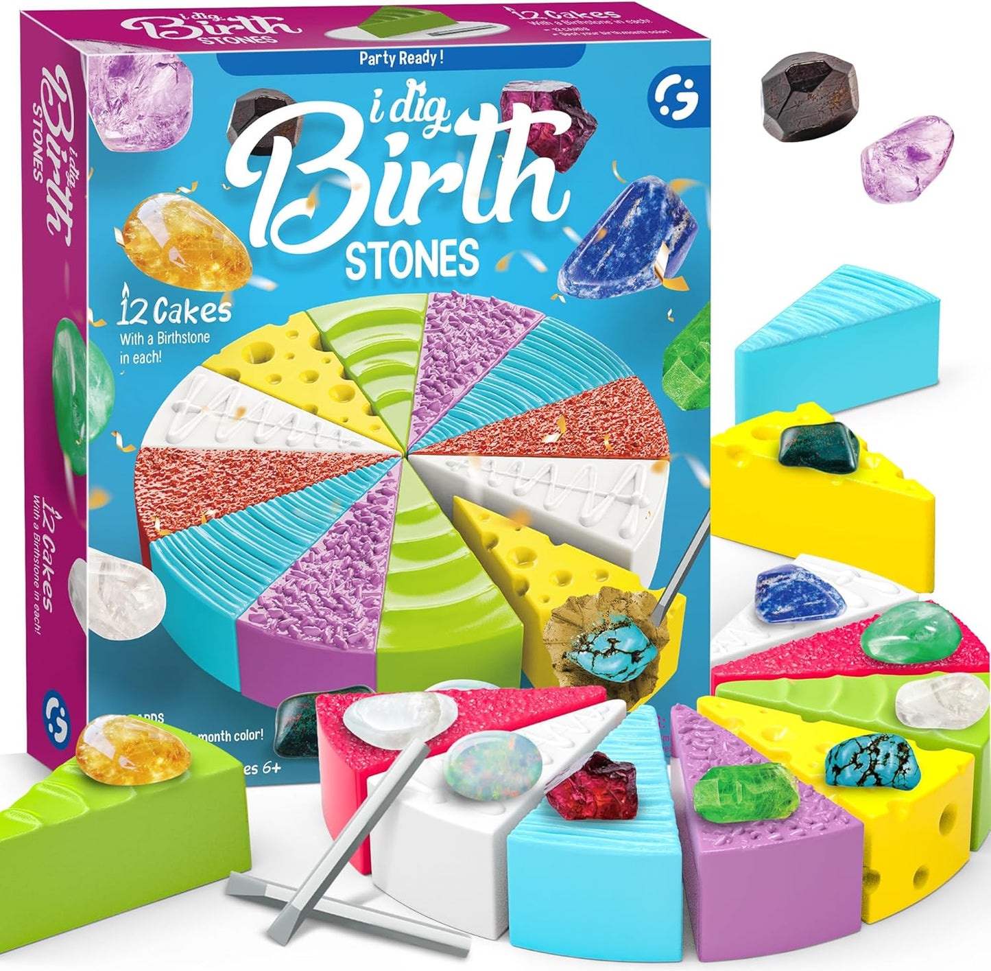 Gamerside Gemstone Dig Kit, Dig Up 12 Real Rocks and Minerals, Gem Digging Kit, Toy Geology Archaeology Excavation Kits for Kids Age 6-12 Years, Educational Gift for Boys and Girls