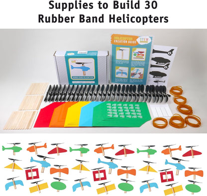 Rubber Band Helicopter Kit – 10-Pack - DIY STEM Craft Project for Kids - Build Your Own Rubberband Flying Toy