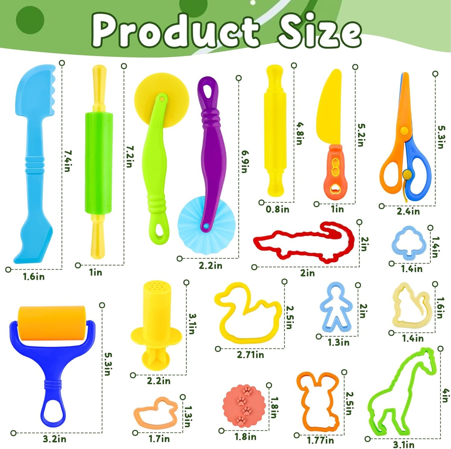 Dough Tools for Kids,9-Piece Kids Clay and Dough Tool Kit– Includes Roller, Rolling Pins, Cutting Tools, Safe Scissors & Plastic Knife for Fun DIY Craft Activities