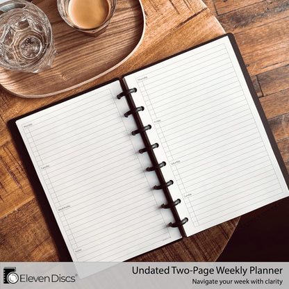 Eleven Discs Discbound Paper, Junior Size Mileage Log Sheets - Premium 120gsm Heavyweight Notebook & Planner Refills - 8 Discs, 5.5 x 8.5 in - Punched for Circa, Arc, TUL (50 Sheets)