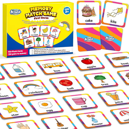 Aizweb CVC Word Match Game - 60 Pc Toddler Card Games for Kids Ages 3-6, Phonics Flash Cards for Preschool & Kindergarten Learning Activities, Educational Toys for Home School Supplies