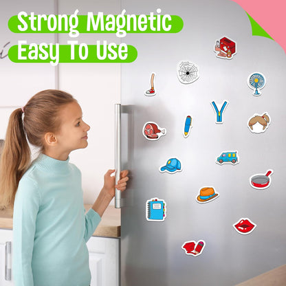 50 PCS First Word Magnets, Magnetic Thickened Daily Items Fridge Magnets Adorable Educational Learning Toys for Kindergarten, Preschooler, Kids 3+