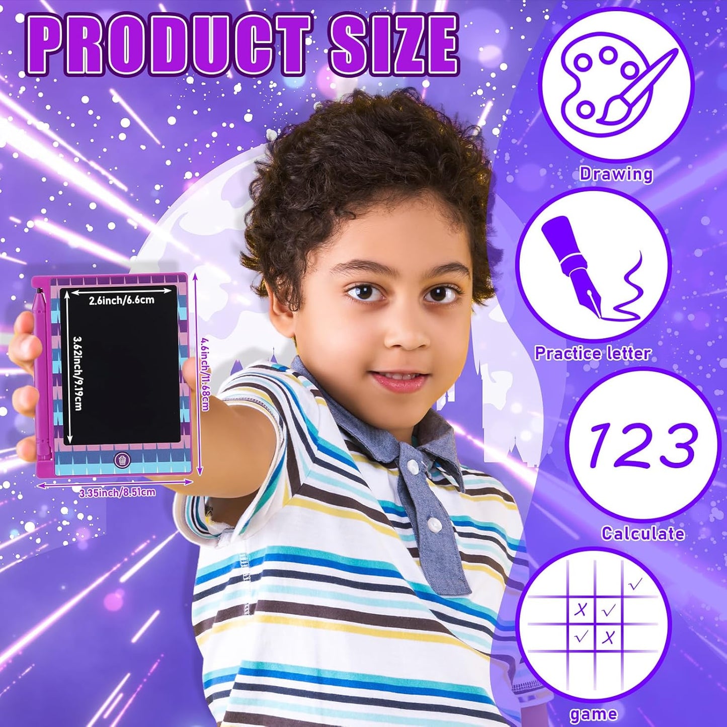 Nezyo 24 Pack Toy Inspires Party Favors Supplies, LCD Writing Tablet for Kids, 4.6'' Mini Board Drawing Tablet, Cartoon Goodie Bags Stuffers Birthday Toddler Boy Student Gifts