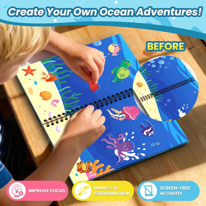 Animals Reusable Sticker Book for Toddlers, DIY Make-a-face Animals Jelly Fun 3D Stickers, Washable Puffy Stickers for Kids Toys, Airplane Road Trip Travel Activities Essentials for Kids 3 4 5 Years