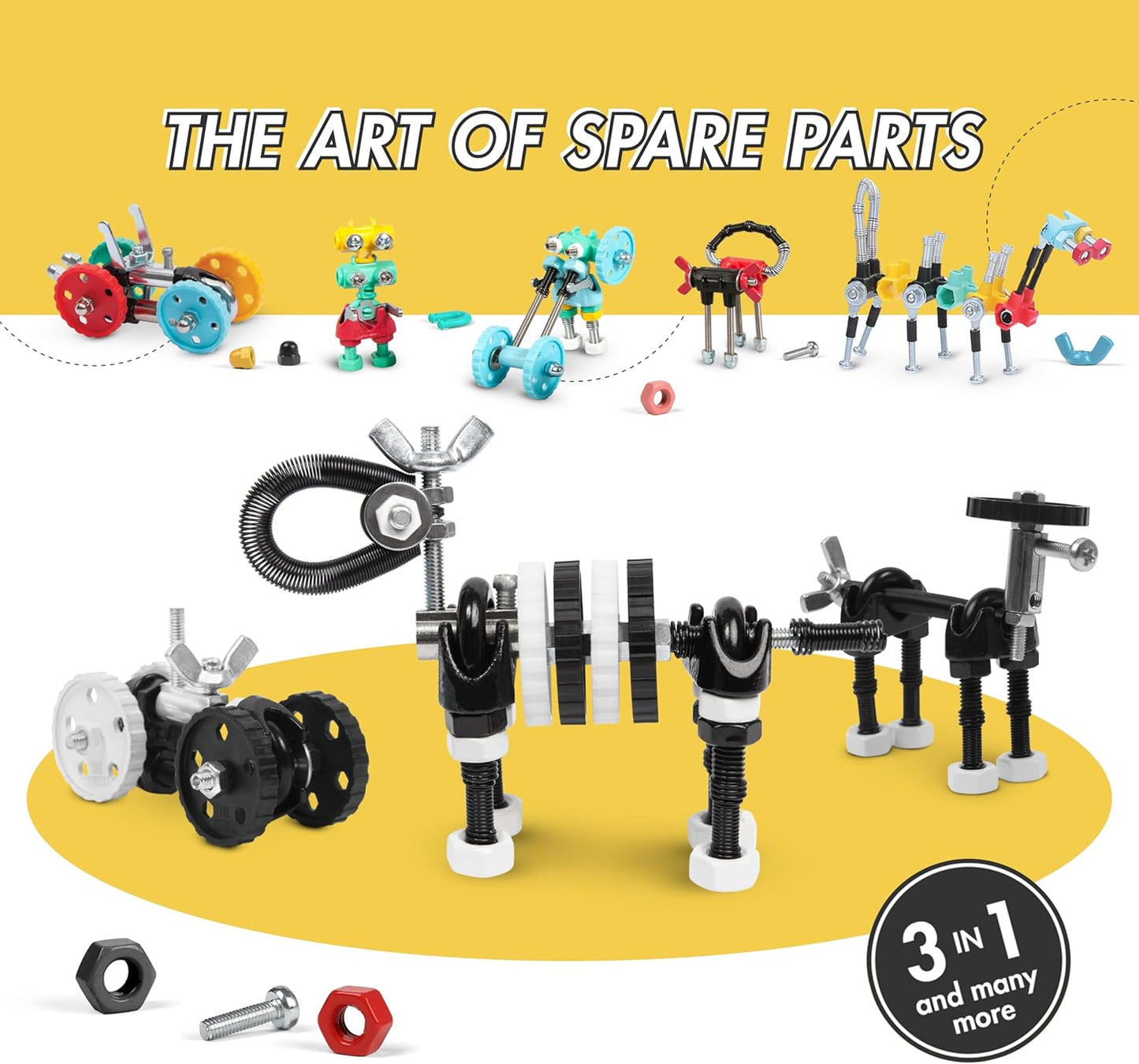The Off Bits Erector Set: Animal Mini STEM Toys for Kids 6+, Toy Building Sets with Nuts & Bolts, STEM Building Toys Gifts for Boys and Girls (Blue Elephant)