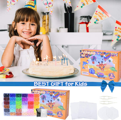 AUKUYEE Longruner 10000, 36 Colors Fuse Beads Kit 5mm DIY Art Craft Toys for Kids with 4 Pegboards, 60 30 Pattern Paper| B, 10000pcs