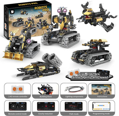 5-in-1 RC Robot Building Kit for Kids, APP & Remote Control STEM Robotics Technic Coding Robotic Toys, Erector Set with 323 Pcs, Educational Toy for Boys Girls Age 8 9 10 11 12 13 14+