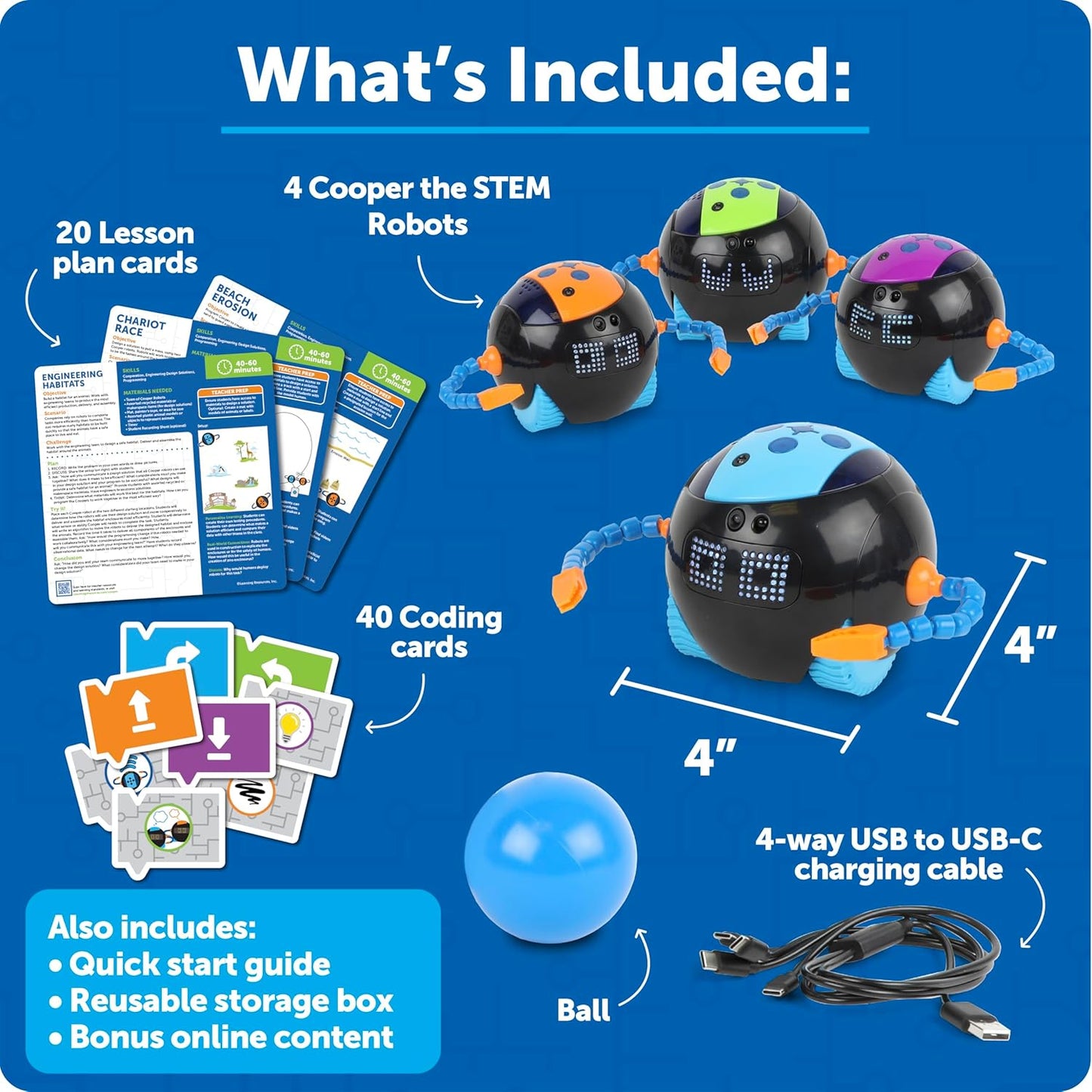 Learning Resources Cooper the STEM Robot, Coding Toy for Kids, Interactive STEM Robot for Classroom, Rechargeable Programming Toy, Ages 5+