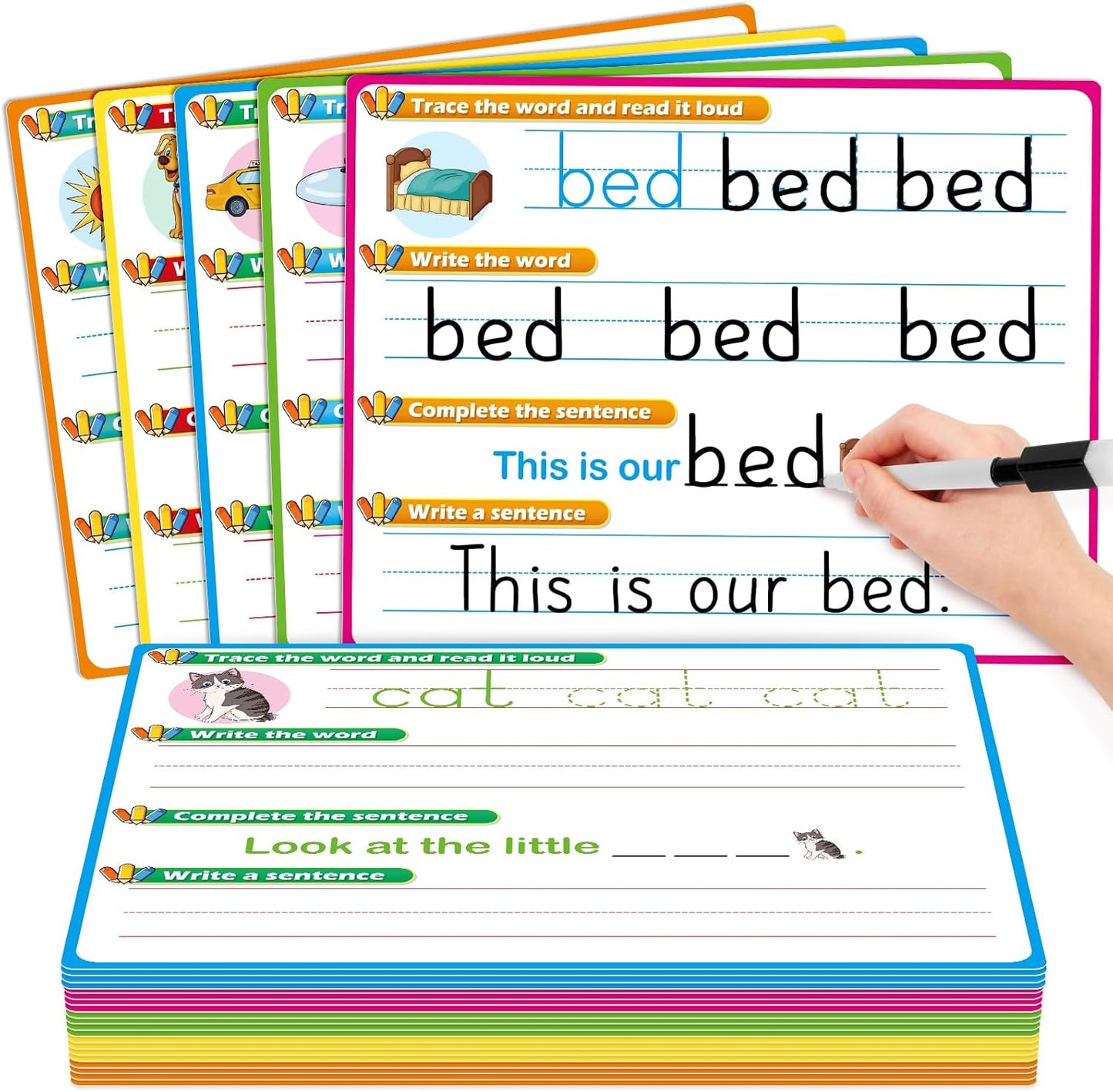 CVC Word Games Sentence Building for Kids, Handwriting Practice Sight Words Writing Tracing Phonics Flash Cards, Pre k Preschool Kindergarten Learning Activities Homeschool Special Education