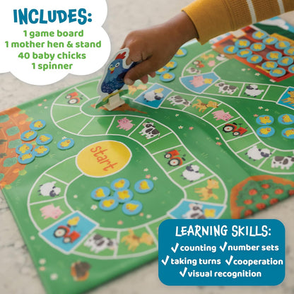 Peaceable Kingdom Count Your Chickens Award Winning Cooperative Counting Game for 2 to 4 Kids Ages 3+ - Premium Play Edition