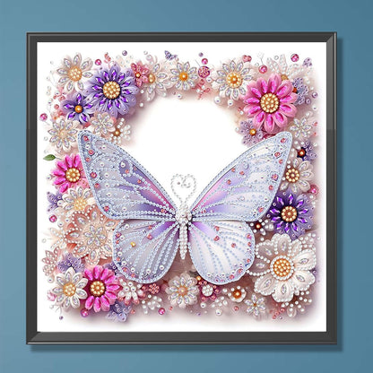 POETRYDRAW Pink Butterfly Special Shaped 5D DIY Partial Drill Diamond Art Painting Kit 30x30cm (Butterfly-1)