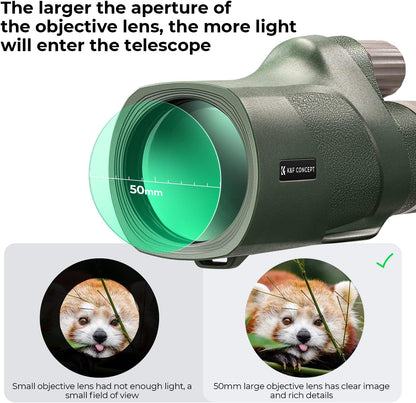 K&F Concept 8-32X50 Zoom Monocular - High Power Dual Focus Prism Compact Monoculars for Kids Adults, with Phone Adapter, Low Light Night Vision, FMC Lens for Bird Watching Hunting Travel Camping Starg