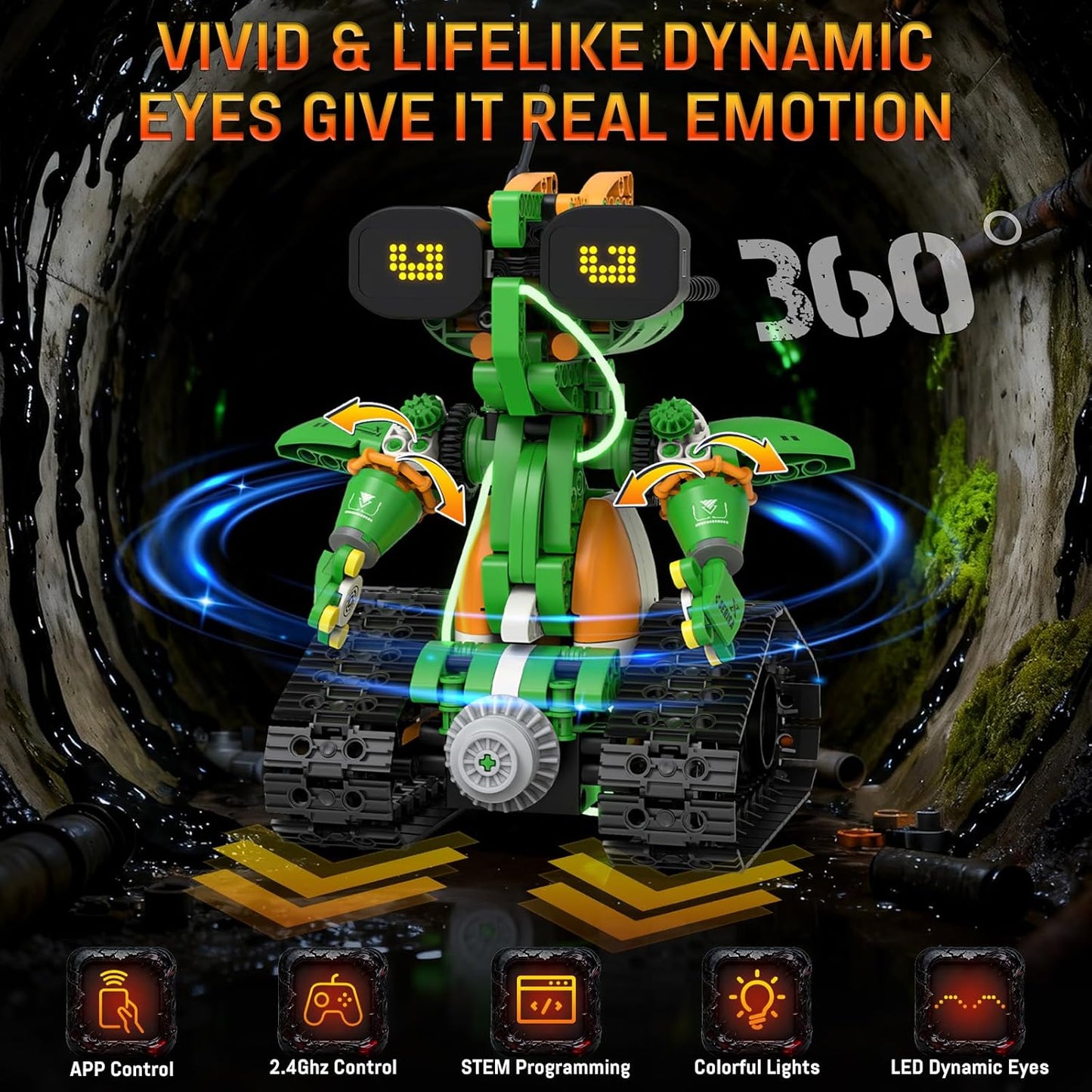 STEM Robot Building Toys for Kids 6-12, 5in1 App & Remote Control STEM Tractor Frog Robot Building Kits, 732PCS DIY Educational Construction Building Block Set for Kid, Erector Set Gift for Boys Girls