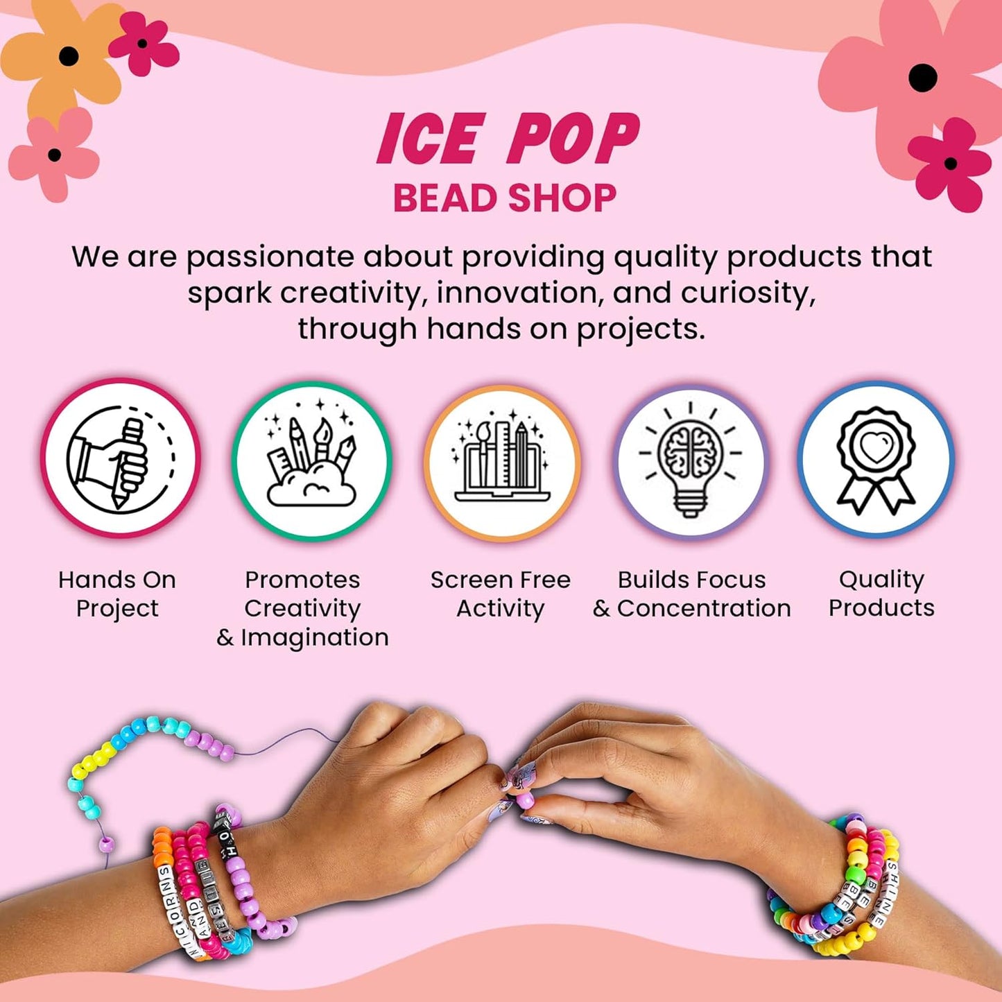 Fashion Angels Ice Pop Bead Shop Beading Kit - Over 2500 Beads for Friendship Bracelets and Necklaces - Jewelry Design Kit with Keeper Case - Ages 8 and Up