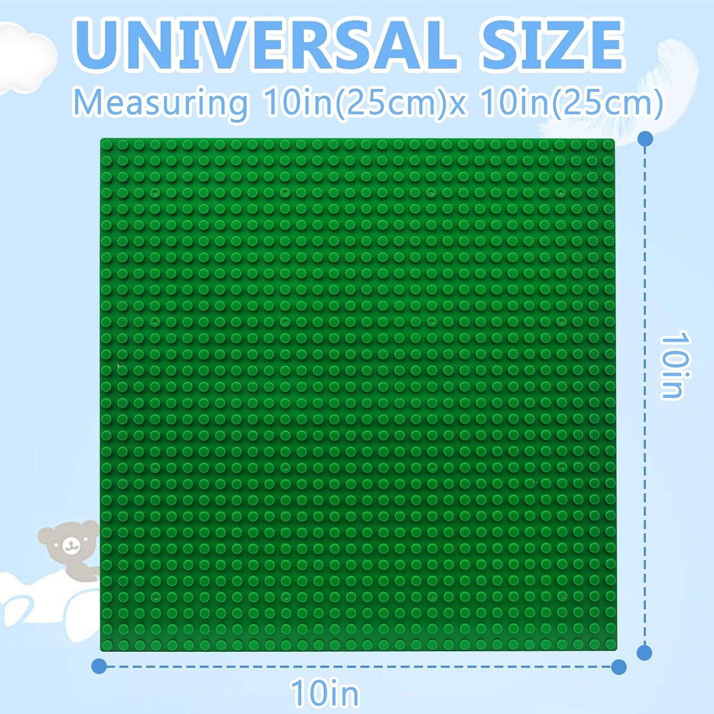 10"x10" Pack of 6 Classic Building Baseplates,Building Toy Base Boards to Build On, Brick Toy Builders Mat Compatiable with All Major Brands and Activity Table-Base plate for DIY Play (Gray)