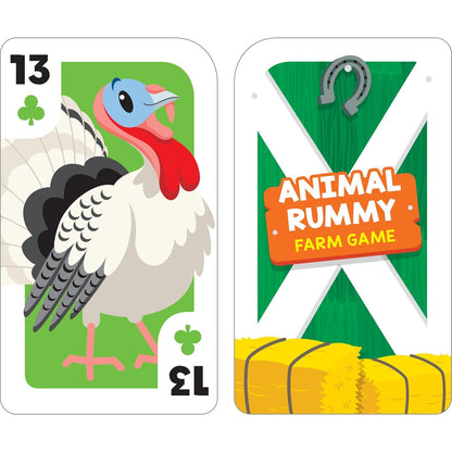 School Zone Farm Animal Rummy Card Game: 56 Game Cards, Preschool, Kindergarten, Counting, Matching, Numbers, and More
