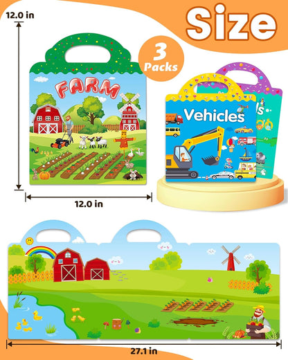 Walenced Reusable Sticker Book for Toddlers, Stickers for Kids, Toddler Sticker Book, Toddler Craft Activities, Toddler Travel Toys Ages 3 and Up Boy Girl Birthday Gifts