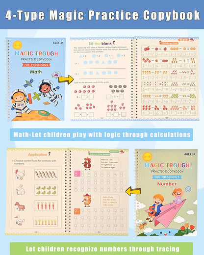Magic Grooved Writing Practice for Kids - Grooved Writing Books for Kids 3-5 - Handwriting Practice Workbooks for Kids 8-10 - Preschool Tracing Books