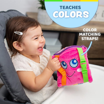 Buckle Toys - Bella Square - Learning Activity Toy - Develop Motor Skills and Problem Solving - Easy Travel Toy Perfect Car Travel Accessories for Long Trips