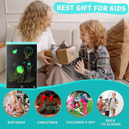[2 Pack] Genialba LCD Writing Tablet 12-Inch Colorful Doodle Board, Toddler Learning Educational Toys Gifts for 3-8 Years Old Girls and Boys, Electronic Drawing Pad for Kids (Pink&Blue)