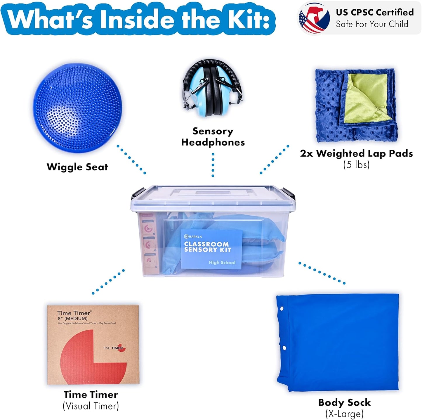 Harkla Classroom Sensory Kit for Kids - Ages 11 to 14 (Grade 7 to 8)