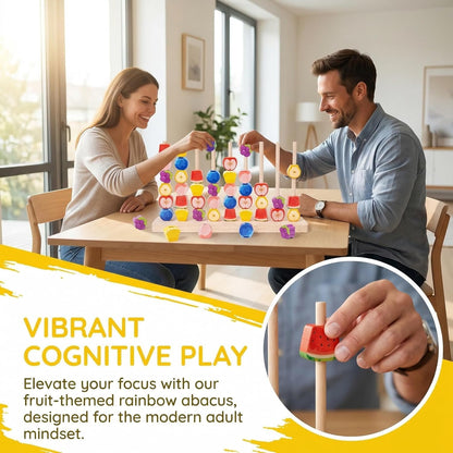 Color Stack Match Game for Adults,Fast Pattern Tabletop Puzzle Challenge with Wooden Stacking Rings, Competitive Brains Teaser Activity for Family Night Strategy Pattern Play (Bead)