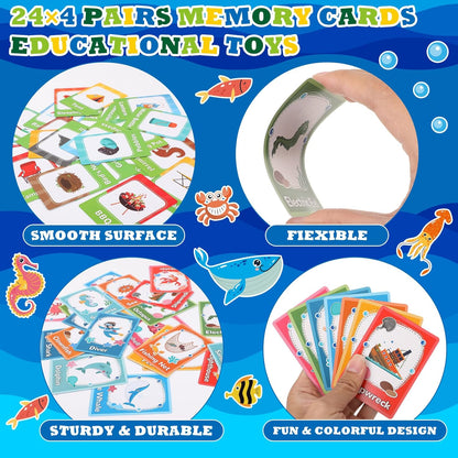 Zubebe 4 Sets Memory Matching Game for Kids Memory Match Fun Matching Game Educational Toys for Family Night, Party Favors, Classroom Prizes (Style 1)