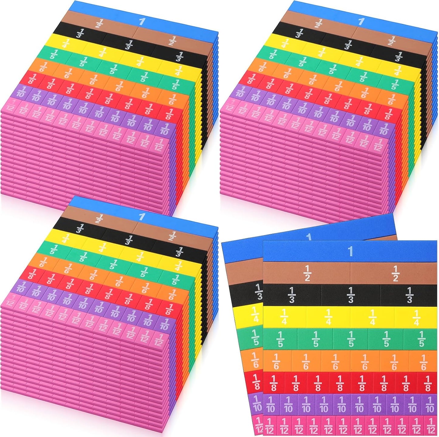 Sayglossy 48 Sets Fraction Tiles Set for Math Classroom Fractions Manipulatives Math Learning Manipulatives for Home School Supplies