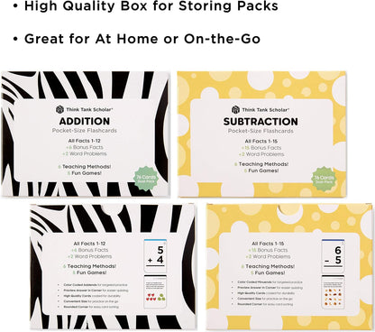 Think Tank Scholar 346 Addition and Subtraction Flash Cards Set (Award Winning) All Facts Color Coded, for Kids in Kindergarten, 1st, 2nd, 3rd Grade Class or Homeschool - Games & Chart