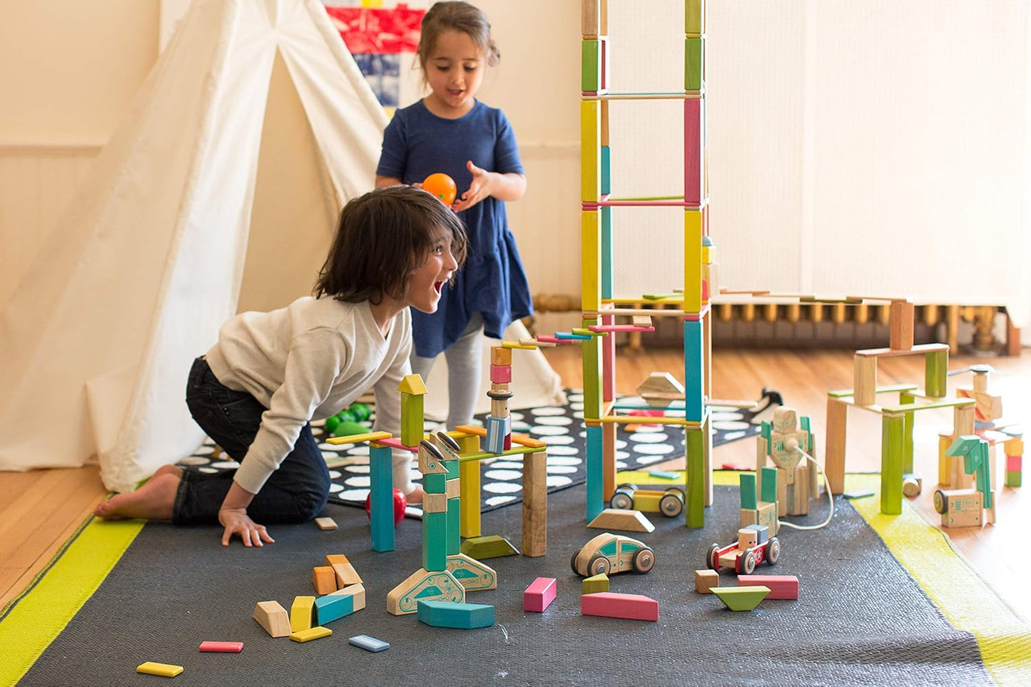 14 Piece Tegu Magnetic Wooden Block Set, Blues