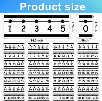 29 PCS Number Line for Classroom Wall Number Line Bulletin Board Border Set -20 to 120 Numbers Lines Classroom Wall Decor Black White Math Poster for Bulletin Board Math Teaching Supplies