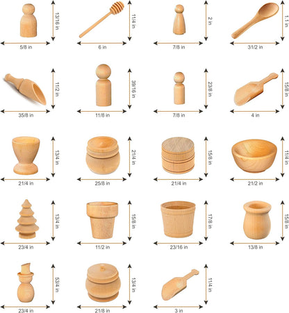 Rainbow Rice and Sensory Bin Tools (10 Pieces), Wooden Sensory Bin Tools and Scoops with Chemical-Free and Food-Safe Rice, Table Tools for Fine Motor Skills