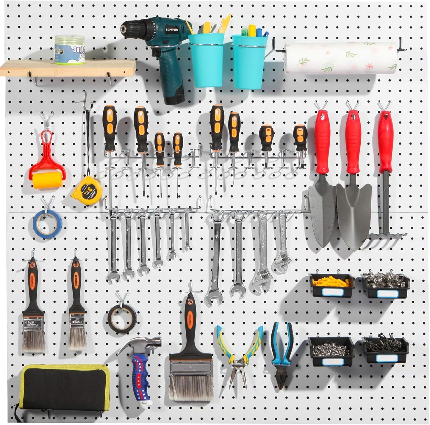 Pegboard Hooks, with Bins, Peg Locks, for Organizing Various Tools, 188 PCS, 80 of Which are Locks