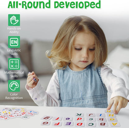 WOODMAM Wooden Abacus for Kids Math, Educational Counting Toy with Counting Sticks and Number Alphabet Cards, Preschool Learning Toys Gift for Boys Girls Age 3+ Years Old