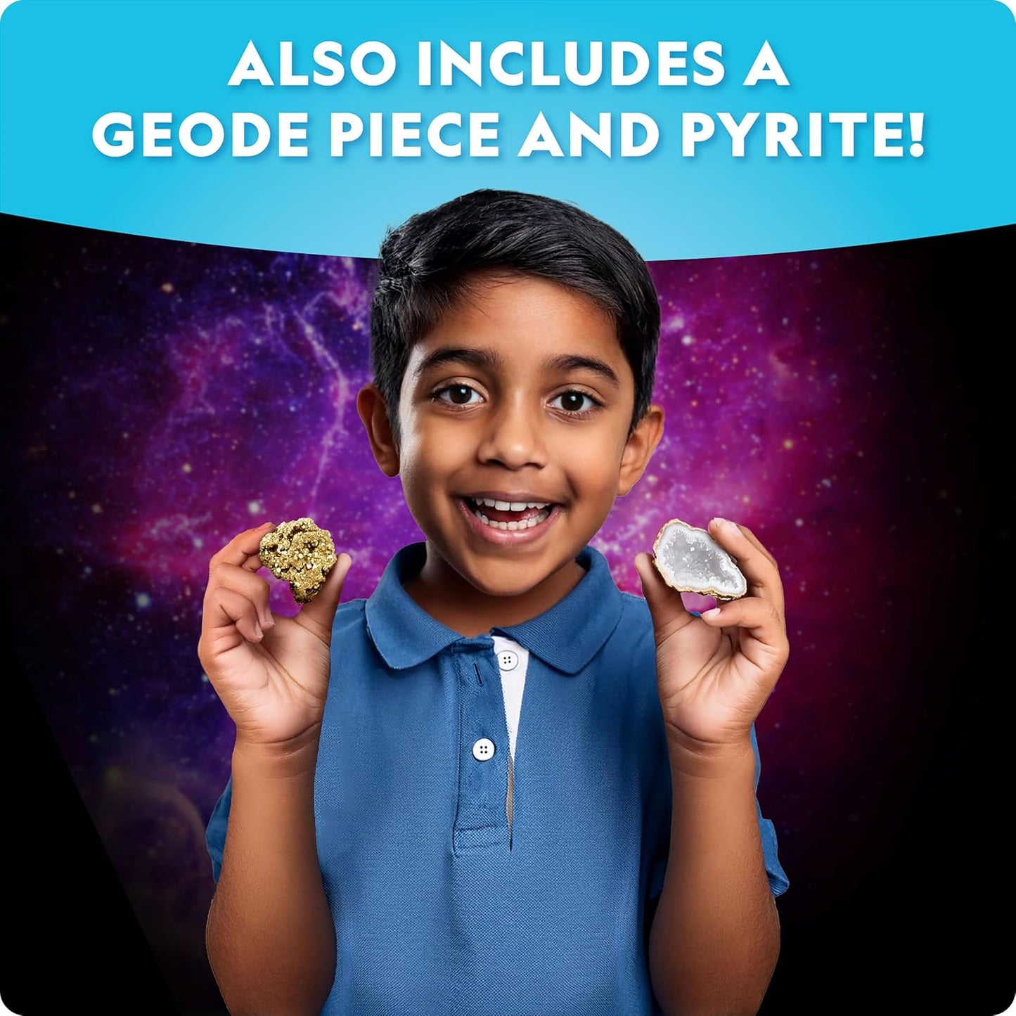National Geographic Outer Space Dig Kit – Excavate 5 Real Rock & Gemstone Specimens | Includes Dig Brick, Excavation Tools, Magnifying Glass & Learning Guide, Fun Space-Themed STEM Activity for Kids