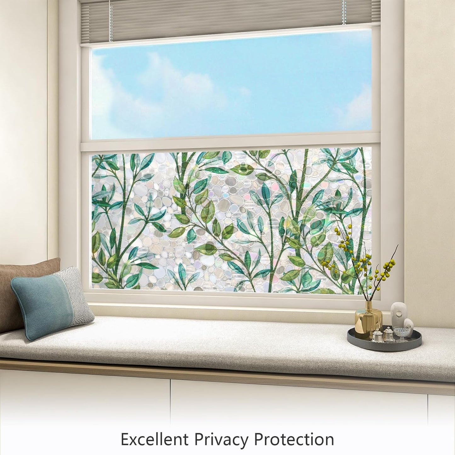 LEMON CLOUD Window Film, Decorative Window Privacy Film, Window Film Privacy Static Cling Frosted, Anti-UV Sun Blocker Heat Control for Home(Grayish Black, 17.5 x 78.7 inches)