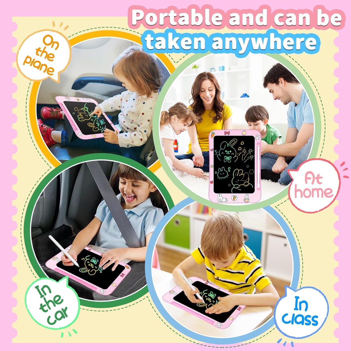 Genialba LCD Writing Tablet for Kids, Colorful Screen Drawing Board for 3-7 Year Old Boys & Girls - Educational Toys for Birthday & Christmas (Penguin)