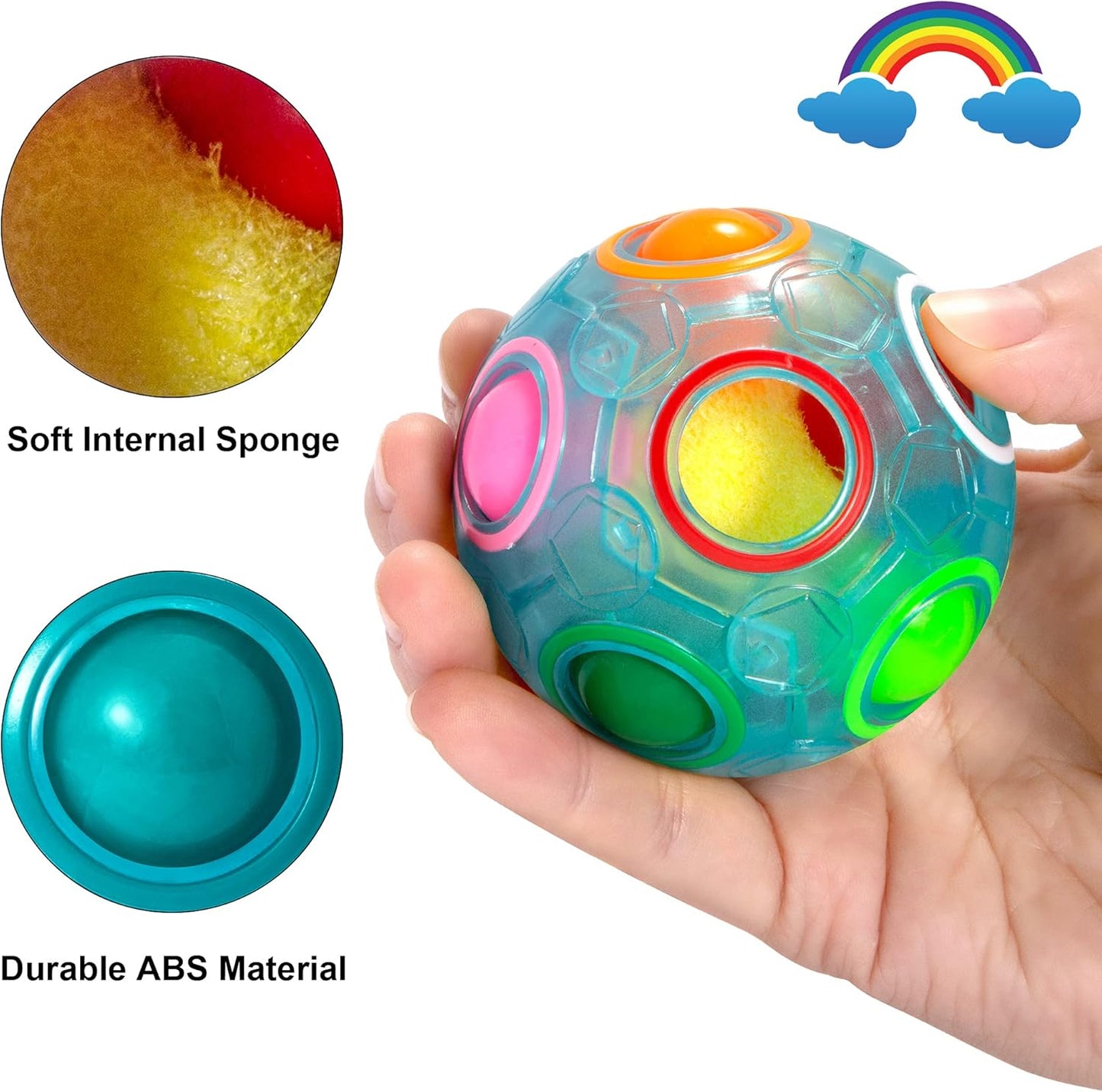 Vdealen Magic Rainbow Puzzle Ball, Fidget Ball Puzzle Brain Teaser Fidget Toy- Birthday Party Easter Valentines Day Christmas Stocking Stuffers for Kids Teen & Adults(Pink&Blue&Green)