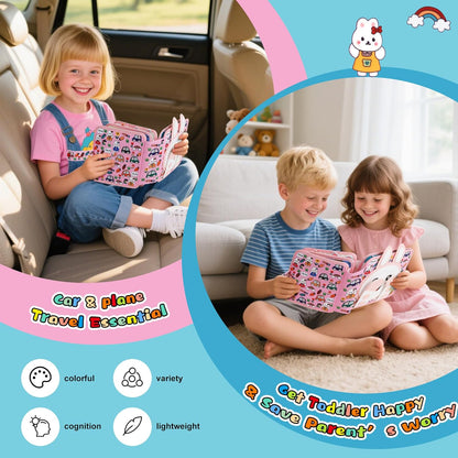 Busy Book for Toddlers Montessori Toys- Busy Board for 1-3 Year Boy Gifts Girl Toys Educational Learning Quiet Activity Books Toddler Airplane Travel Toy for 1 Year Old Birthday