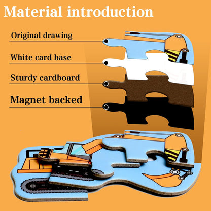 Magnetic Puzzles for Kids Ages 1-3, Travel Toddler Puzzles Ages 2-4 Year, Excavator Refrigerator Magnet for Kids Learning Gift for Road Trip