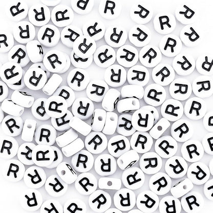 300Pcs Vowel Letter Pony Beads for Charms Bracelets Making 4X7mm Individual Round White Alphabet Beads U